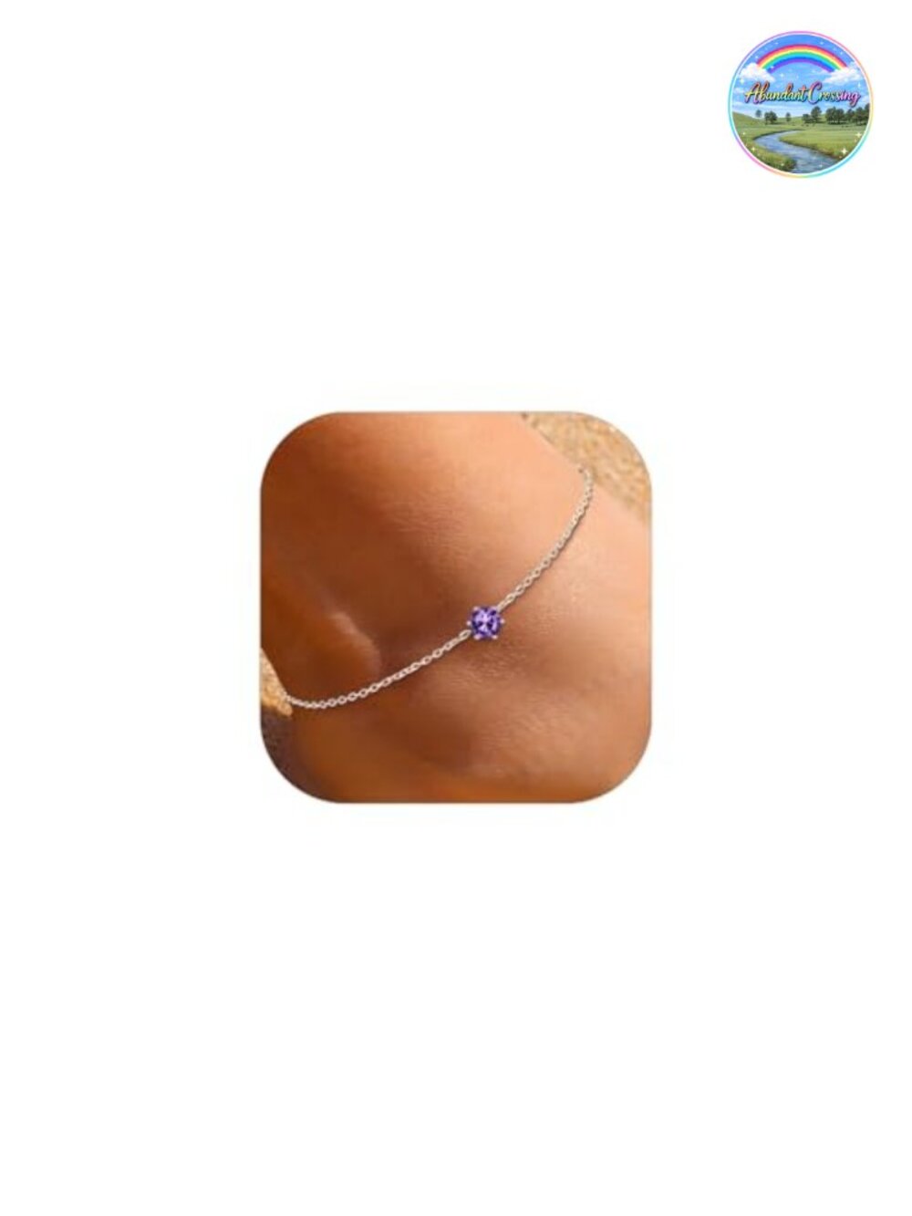 Sterling Silver Birthstone Anklet Adjustable Summer Jewelry Gift for Women